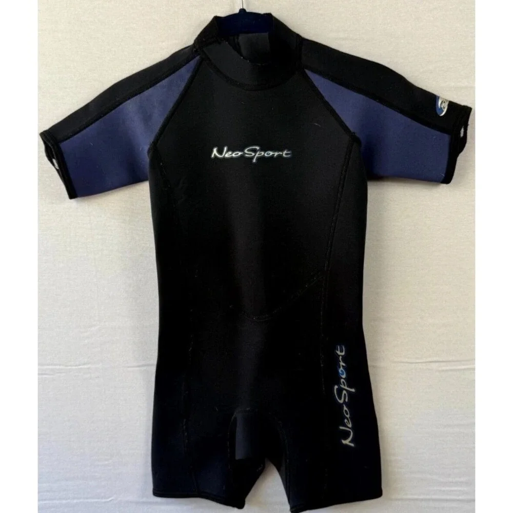 NeoSport Youth Size‎ 8 Shorty Wetsuit Black Short Sleeve Neoprene Spring Suit